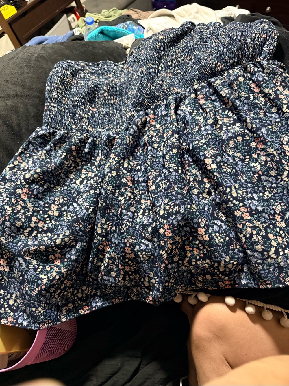 torrid Navy Floral Smocked Circle top